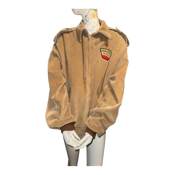 Vintage Tan and Brown Corduroy Bomber Jacket with Retro Style - Picture 4 of 8